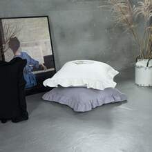 Funda De Almohada Fresca, Simple Y Moderna Con Bordes De Volantes. Funda De Cojín De Estilo Princesa Sólido Y Sencillo (núcleo De La Almohada No Incluido) - Blanco - Ver 10