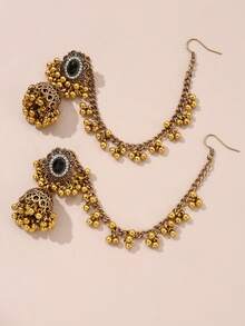 1 Pair Exaggerated Bohemian Classical Style Hollow Lantern Water Drop Earrings, Exotic Vintage Earrings, Fashion Party Accessories - Yellow Gold - View 4