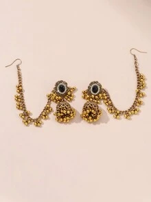 1 Pair Exaggerated Bohemian Classical Style Hollow Lantern Water Drop Earrings, Exotic Vintage Earrings, Fashion Party Accessories - Yellow Gold - View 2