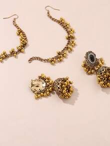 1 Pair Exaggerated Bohemian Classical Style Hollow Lantern Water Drop Earrings, Exotic Vintage Earrings, Fashion Party Accessories - Yellow Gold - View 6