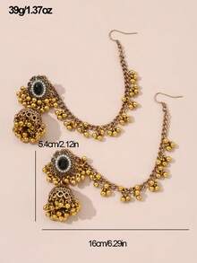 1 Pair Exaggerated Bohemian Classical Style Hollow Lantern Water Drop Earrings, Exotic Vintage Earrings, Fashion Party Accessories - Yellow Gold - View 7