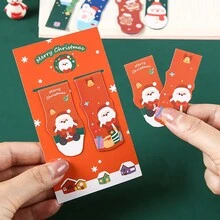 8入組可愛卡通聖誕雙面磁性書籤,學生聖誕精美文具小禮物,閱讀標記聖誕裝飾書夾
