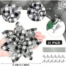 閃爍耀眼的聖誕紅星人工聖誕花裝飾品,搭配夾子和莖部,閃爍耀眼的聖誕紅星人工聖誕花(玫瑰金,36件)可用於聖誕婚禮裝飾