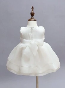 Baby Girls' White Tulle Dress With Matching Hat For Wedding / Party
