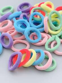 100入組隨機顏色高彈性兒童髮帶,不傷頭髮,適用於日常裝飾和佩戴 - 彩色 - 查看 7