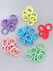 100入組隨機顏色高彈性兒童髮帶,不傷頭髮,適用於日常裝飾和佩戴 - 彩色 - 查看 6