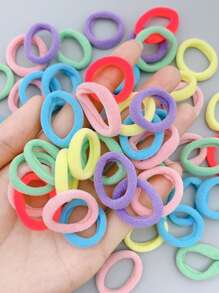 100入組隨機顏色高彈性兒童髮帶,不傷頭髮,適用於日常裝飾和佩戴 - 彩色 - 查看 2