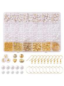 790 件/盒 Diy 耳環製作尋找套件,包括 Abs 塑膠珠、鐵耳環鉤、316 手術不銹鋼酒杯吊飾戒指 - 彩色 - 查看 1