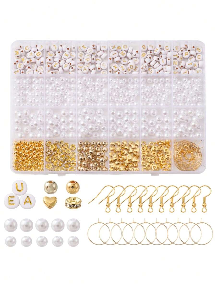 790 件/盒 Diy 耳環製作尋找套件,包括 Abs 塑膠珠、鐵耳環鉤、316 手術不銹鋼酒杯吊飾戒指 - 彩色 - 查看 1