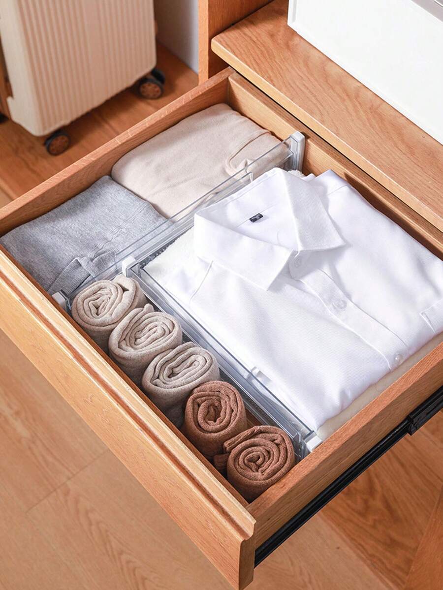 QYeah 1pc Adjustable Drawer Organizer Divider, Kitchen Partition Box, Divider Panel For Underwear And Socks - White - View 1