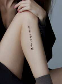 4 Piezas Tatuaje Temporal Con Palabras Y Frases En Inglés, Patrones De Mariposas Y Pájaros Para La Espalda, Muñeca, Pecho, Abdomen, Espalda Y Cuerpo - Negro - Ver 4