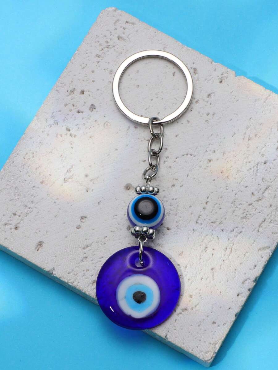 1pc Women's Simple Evil Eye Pendant Keychain, Suitable For Daily Use - Multicolor - View 1