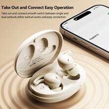 REMAX Newest Upgraded Wireless Bluetooth Earbuds, Sleep Earbuds, 20H Play Time To Enjoy Your Night, Touch Control, Cute Look, Comfortable Earphone, Wireless Stereo Earphones, Earphone Mini, Light Weight With Liquid Silicone Design, Friendly For Use When Sleep, Gift For Lover/Parents(Black/Beige)