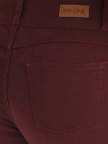 Super Stretch Cotton Gabardine Pants For Women Full Weight Slim Fit - 酒紅色 - 查看 3