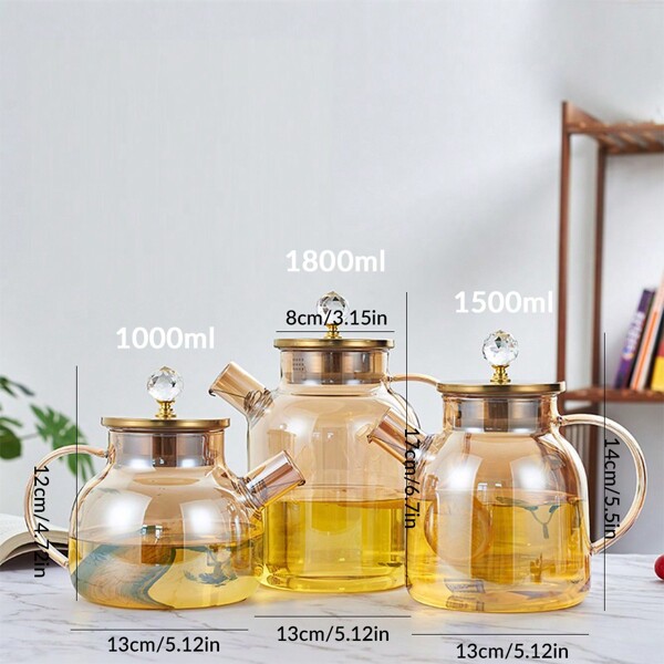 Glass Teapot Stovetop & Microwave Safe Water Jug, Glass Borosilicate