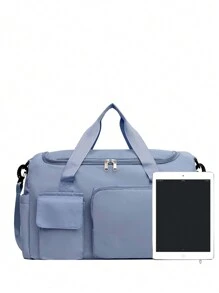 大号拉链旅行包，可折叠旅行收纳包，随身行李包，简约周末过夜包，美拉德风格冬季彩色旅行包，极简主义礼品手提包，男士学生手提包，拉链包，电脑包，学生大容量户外手拿包，旅行必备品，假日必备品包，男士露营旅行包，旅行包，夏季返校单肩包，度假包，背包，徒步旅行包，周末包，购物袋，春季学习用品包，旅行大号手提包，行李包，健身包，沙滩周末包 - 藍色 - 查看 2