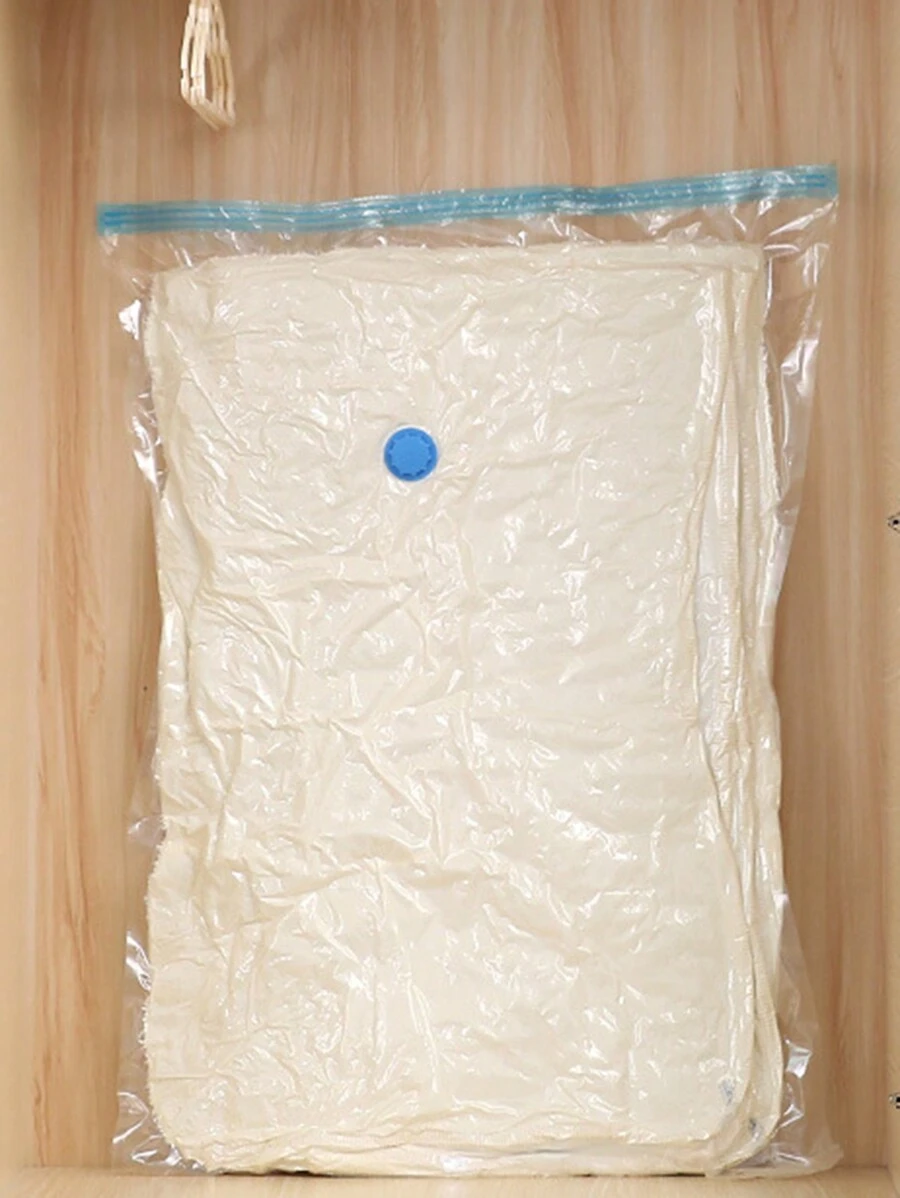 1pc Vacuum Compression Bag For Travel Clothing Storage With Air Pump(random Color) - Clear - View 1