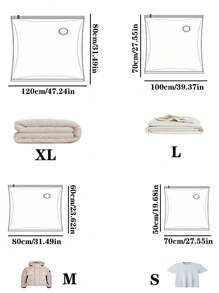 1pc Vacuum Compression Bag For Travel Clothing Storage With Air Pump(random Color) - Clear - View 2