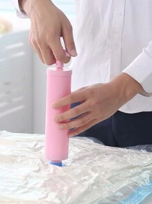 1pc Vacuum Compression Bag For Travel Clothing Storage With Air Pump(random Color) - Clear - View 3