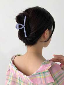 2pcs Large Size Solid Color Hair Claw Clips, Daily Use - Dusty Blue - View 2