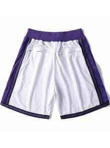 Pantalones Cortos De Baloncesto Legendarios Para Hombre Con Bordado Y Bolsillos Con Cremallera - Blanco - Ver 2