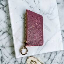 Monedero, tarjetero y llavero color rosa con destello para mujer, diseño y color moderno, moda otoño invierno 20223 2024 - Rosa - Ver 2