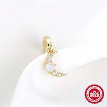 1 件時尚 Diy S925 銀色鑲嵌蛋白石耳環適合女士日常佩戴