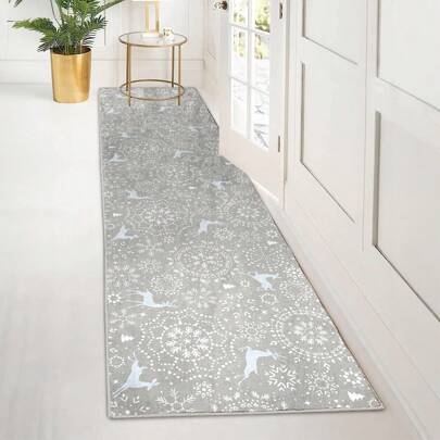 1pc Christmas corridor carpet , 60cm/23.6in x 300cm/118in Area Rug for Bedroom,Washable Rug Indoor Floor Print Carpet,Soft Non-Slip  Rug for Home Decor, Doormat, Soft Door Mat