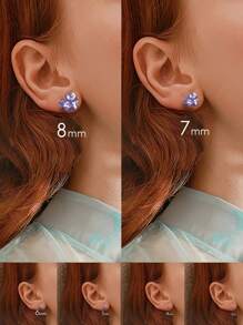 GAGAFEEL 簡約優雅多變風格的一對銀色925純銀淺紫色愛心女孩生日禮物 - 淡紫色 - 查看 4