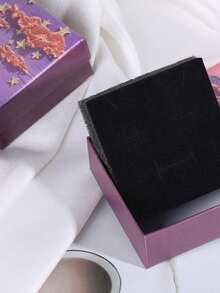 1pc Simple Purple Jewelry Storage Box With Lid For Daily Use, Rings Necklaces Earring Packaging And Gift Packaging - Purple - View 4