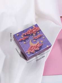 1pc Simple Purple Jewelry Storage Box With Lid For Daily Use, Rings Necklaces Earring Packaging And Gift Packaging - Purple - View 2