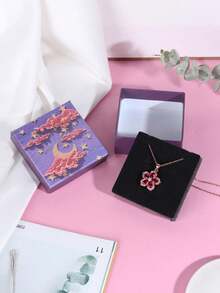 1pc Simple Purple Jewelry Storage Box With Lid For Daily Use, Rings Necklaces Earring Packaging And Gift Packaging - Purple - View 6