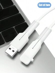 1pc White Silicone Data Cable Protector, Cable Organizer, Anti-break Phone Charging Cable Accessory - White - View 1