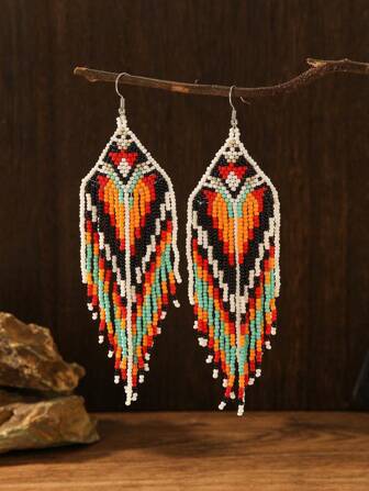 1對手工波西米亞款串珠耳環,節日或日常佩戴的絕佳禮物