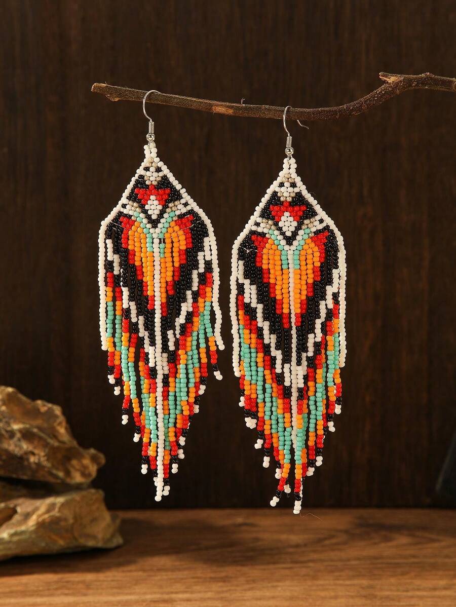 1對手工波西米亞款串珠耳環,節日或日常佩戴的絕佳禮物