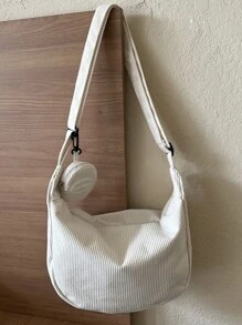 2pcs/set Women's Large Capacity Shoulder Bag & Coin Purse With Letter Print - Beige - View 8