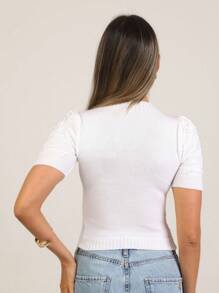 Women Knit Tops - 白色 - 查看 4