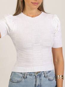 Women Knit Tops - 白色 - 查看 2