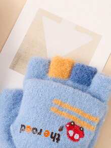 1 đôi Mùa Đông Dệt kim Nửa Ngón tay Găng tay Đối với Con trai , Với Flip Che phủ , Hoạt hình Ô tô/xe hơi Thiết kế - Màu xanh nhạt - Xem 3