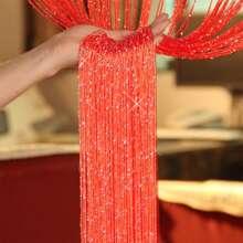 Decorative Door String Curtains Window Room Divider Wall Panel Tassels Screen Blinds Home Patio Bedroom - 紅色 - 查看 3