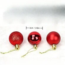 24入組聖誕球掛件，直徑3cm聖誕樹掛件，桶狀正方盒，異性球，塑膠電鍍球
