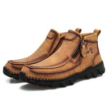 男士真皮青年手工防滑軟底大尺寸樂福鞋休閒鞋 - 棕色 - 查看 3