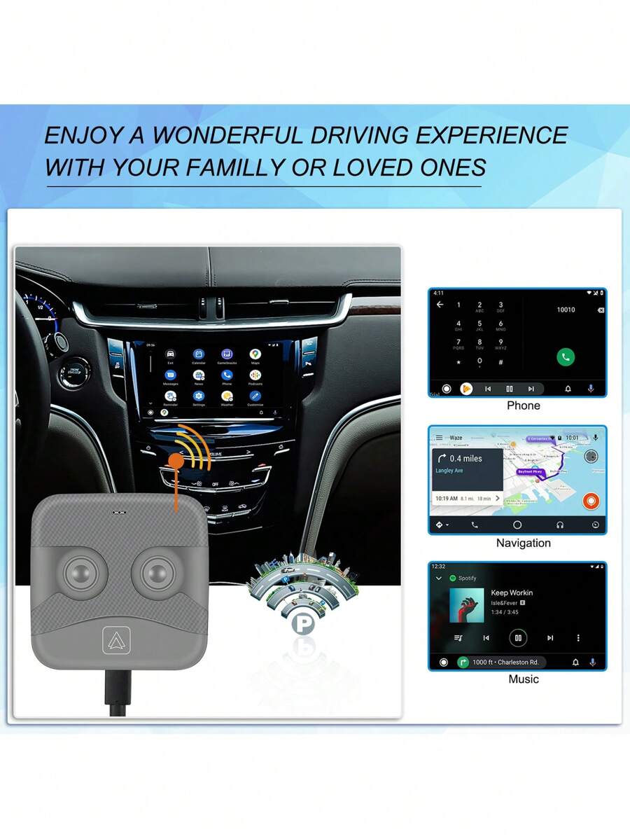 Carplay Usb Ai Box 無線汽車適配器轉接器聯網盒usb/type-c接口 - 銀色 - 查看 1
