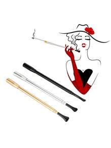 1入女式收縮式鋁合金創意香煙配件菸嘴 - 金色 - 查看 4