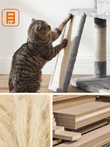 Feandrea Cat Tower, Cat Tree For Indoor Cats, 45.3-Inch Cat Condo With Scratching Post, Ramp, Perch, Spacious Cat Cave, For Kittens, Elderly Cats, Adult Cats, Small Space - Xám - Xem 5