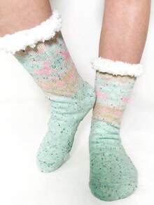 Calcetin termico frisado en el interior super grueso peso completo - verde menta - Ver 3