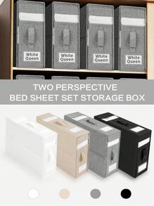 1 件床單立方床單組收納盒,羽絨被套裝可折疊收納盒,床上用品衣物毯子亞麻衣櫃收納盒 - 米色 - 查看 2