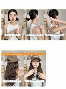 女士全頭帶長髮假髮帽,2023新款合成纖維與真髮混合,一體成型設計
