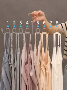 1pc Stainless Steel Underwear Strap Tie Organizer Hanger, Wave Design Multilayer Closet Hanger For Home, Dormitory - Silver - View 5