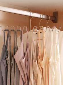 1pc Stainless Steel Underwear Strap Tie Organizer Hanger, Wave Design Multilayer Closet Hanger For Home, Dormitory - Silver - View 4